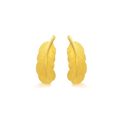 999.9 Gold Feather Earrings