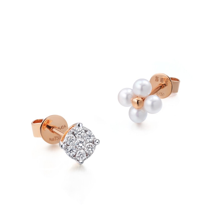 18K白色黄金及玫瑰金 耳環 | 周生生珠寶 | Daily Luxe | 88294E - 4