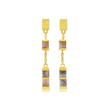 999.9 Gold Agate Earrings