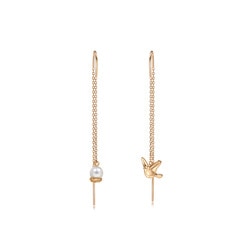 18K Red Gold Freshwater Pearl Mismatched Earrings