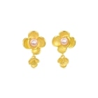 Floral' 999.9 Gold Pearl Camellia Earrings