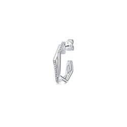 M' 18K White Gold Diamond Single Earring