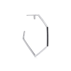 「M「冠」」18K白黑分色黃金黑鑽石圈形單左耳環