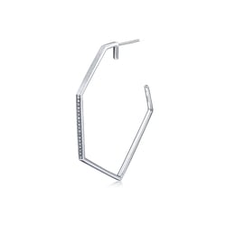 「M「冠」」18K白色黃金鑽石圈形單右耳環