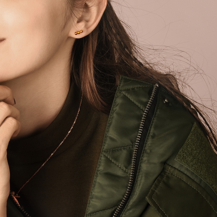 18K白色黄金及玫瑰金 耳環 | 周生生珠寶 | 90872E - 3