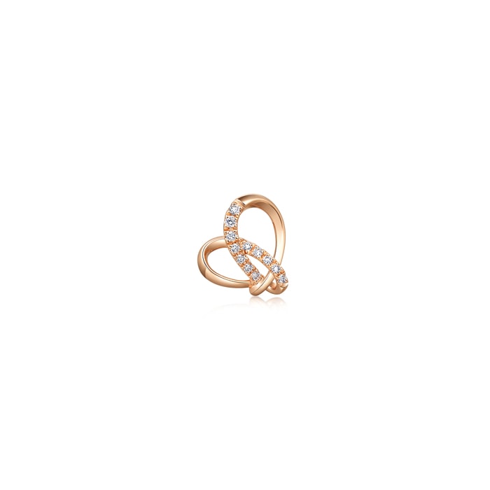 'Love Knot' 18K Rose Gold Diamond Single Earring