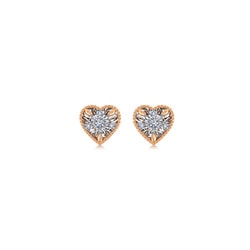 'Fantasy' 18K White & Red Gold Diamond Heart Earrings