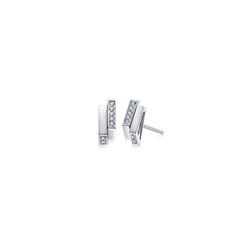 'M' 18K White Gold Diamond Earrings