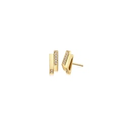 'M' 18K Yellow Gold Diamond Earrings