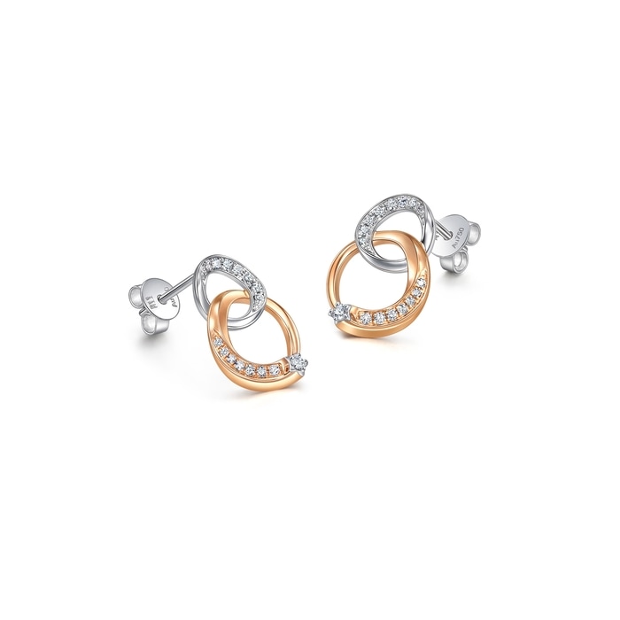 18K白色黄金及玫瑰金 耳環 | 周生生珠寶 | 94248E - 5