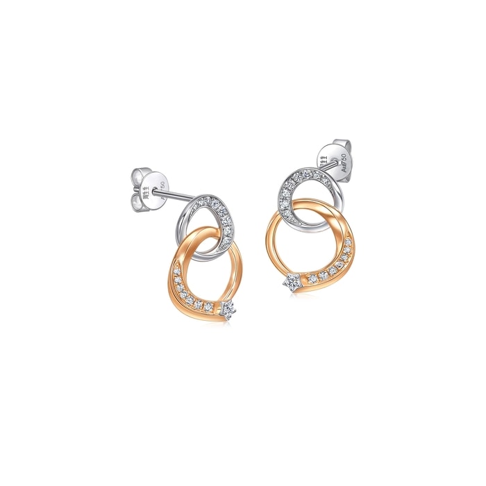 18K白色黄金及玫瑰金 耳環 | 周生生珠寶 | 94248E - 4