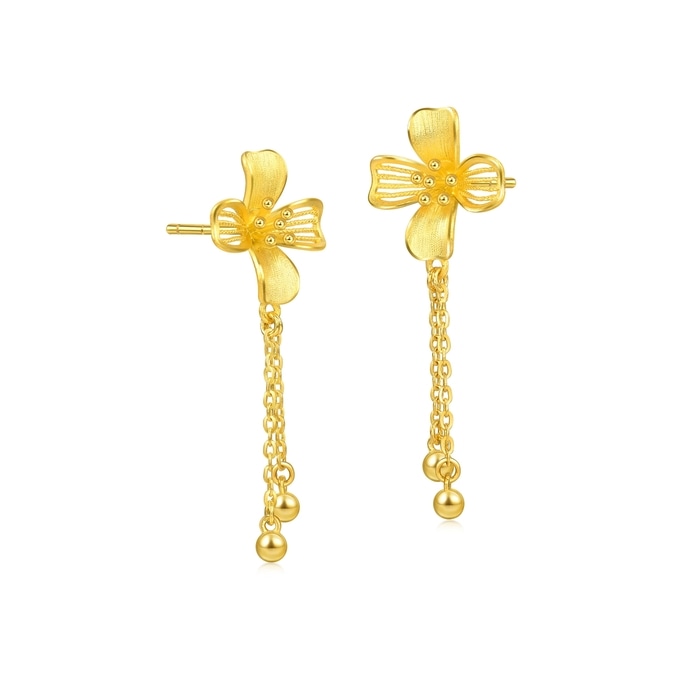 Chinese Wedding Collection - 'Floral' 999.9 Gold Earrings