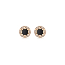 'Timeless' 18K Rose Gold Onyx (Black Chalcedony) Earrings