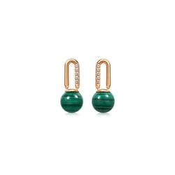'Cosmos' 18K Rose Gold Malachite Earrings