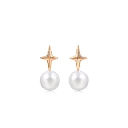 18K玫瑰金淡水珍珠耳環