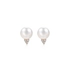 Basic' 18K Rose Gold Akoya Pearl Diamond Earrings