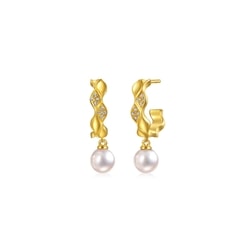 999 Gold Pearl Diamond Earrings