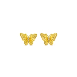 999 Gold Diamond Butterfly Earrings