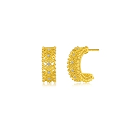 足金鑲嵌鑽石方勝紋耳環