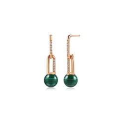 「Cosmos「宇」」18K玫瑰金孔雀石耳環