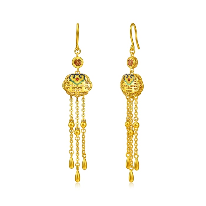 999.9黃金 耳環 | 周生生珠寶 | 生生有囍 | 96507E - 1