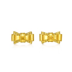 999 Gold Bow Tie Earrings