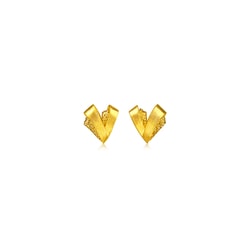 999 Gold Heart Earrings
