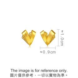 999 Gold Heart Earrings