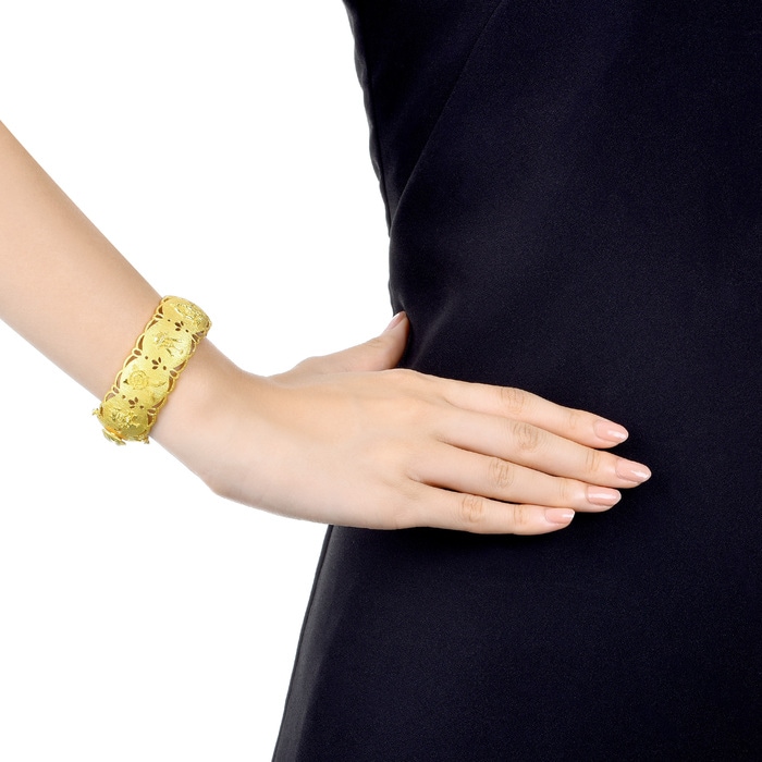 Cultural Blessings - 999.9 Gold Eight Mascots Bangle