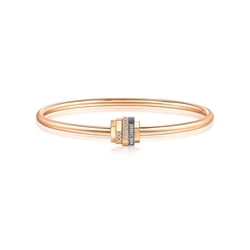 'M' 18K Red & Black Gold Diamond Bangle