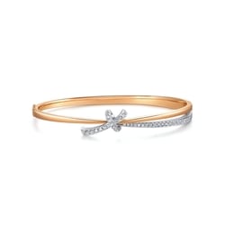 'Love Knot' 18K White & Red Gold Diamond Bangle