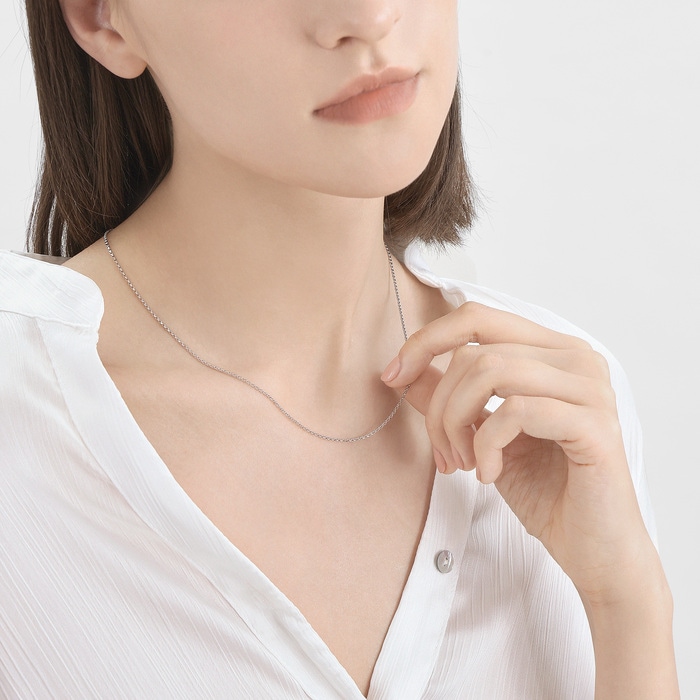 18K White Gold Necklace | Chow Sang Sang Jewellery | Machinery Chain | 03820N - 4