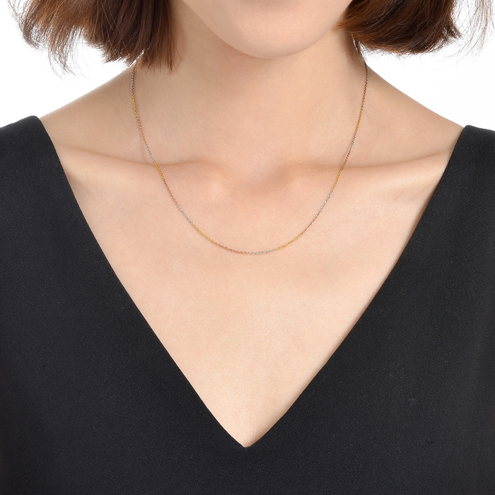 18K三色或以上分色黃金 頸鍊 | 周生生珠寶 | 機織素鍊 | 04800N - 2