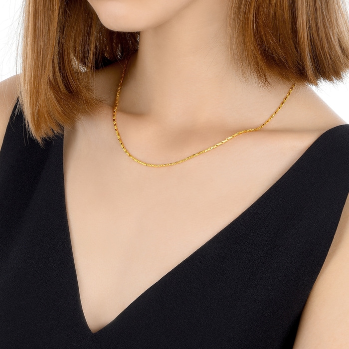 999.9黃金 頸鍊 | 周生生珠寶 | 機織素鍊 | 09497N - 4