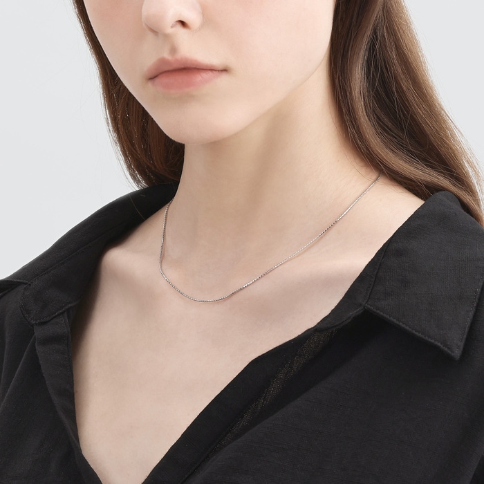 18K White Gold Necklace | Chow Sang Sang Jewellery | Machinery Chain | 13507N - 4