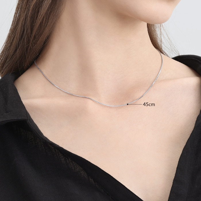 18K White Gold Necklace | Chow Sang Sang Jewellery | Machinery Chain | 13507N - 3