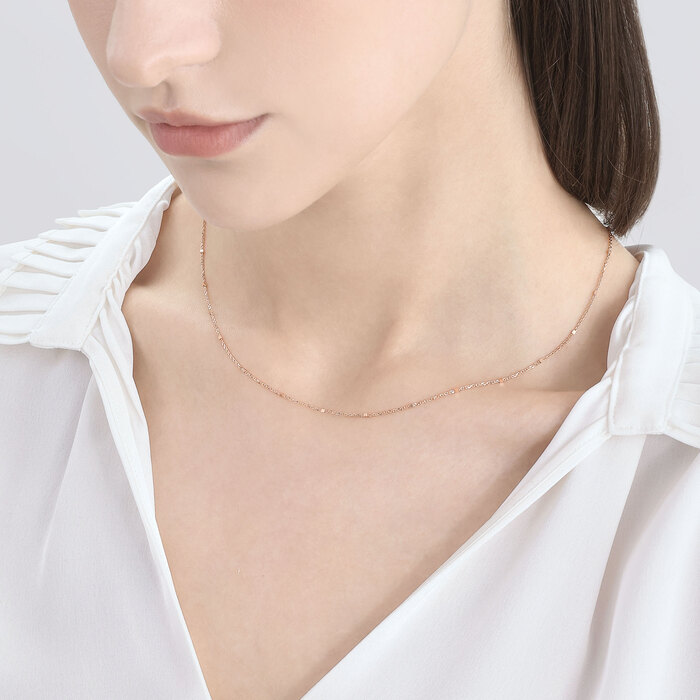 18K Rose Gold Necklace | Chow Sang Sang Jewellery | Machinery Chain | 69303N - 4