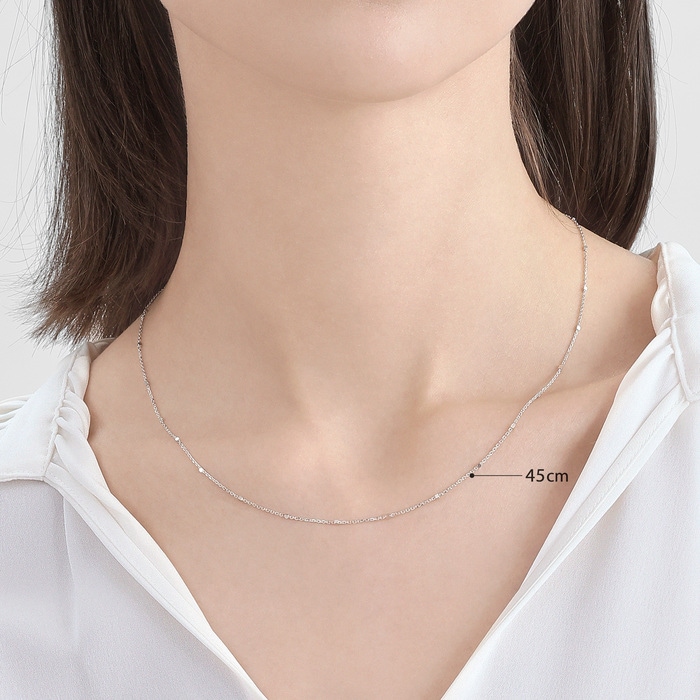 18K白色黄金 頸鍊 | 周生生珠寶 | 機織素鍊 | 69303N - 3