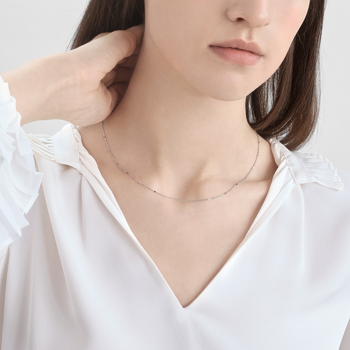 18K白色黄金 頸鍊 | 周生生珠寶 | 機織素鍊 | 69303N - 4