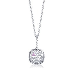 18K White Gold Pink Sapphire Necklace