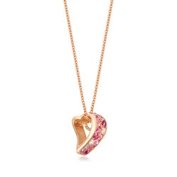 18K Gold Pink Sapphire Necklace