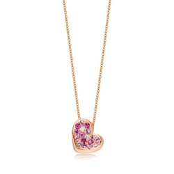 18K Gold Pink Sapphire Necklace