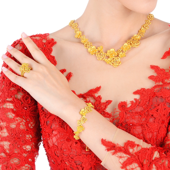 Chinese Wedding Collection - 'Floral' 999.9 Gold Necklace