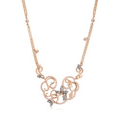 「幸」18K紅黑分色黃金啡鑽石頸鍊