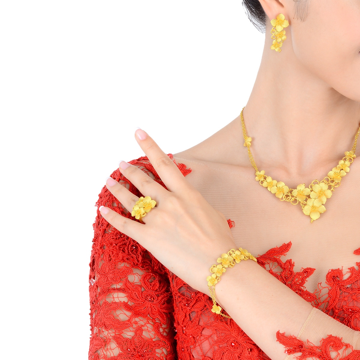 Chinese Wedding Collection 'Floral' 999.9 Gold Necklace | Chow Sang ...
