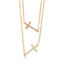 18K黃紅分色黃金鑽石頸鍊