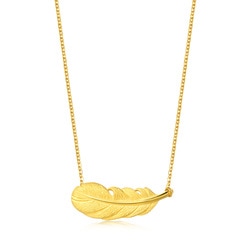 999.9 Gold Feather Necklace