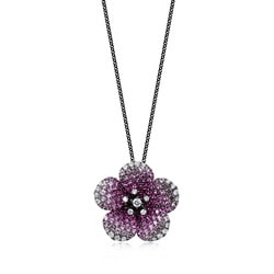 'Botanic' 18K Black Gold Pink Sapphire Necklace