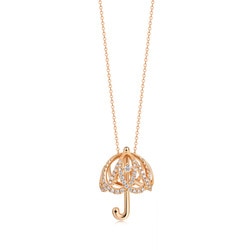 18K Red Gold Diamond Umbrella Necklace