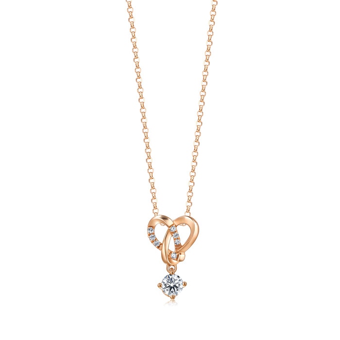 'Love Knot' 18K Rose Gold Diamond Necklace